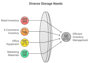 organized shelves in commercial business storage facility