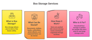 stacked storage boxes in organized storage unit