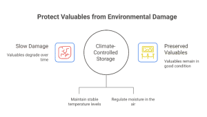 climate-controlled storage unit protecting artwork