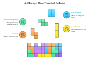 fine art storage warehouse with organized racks