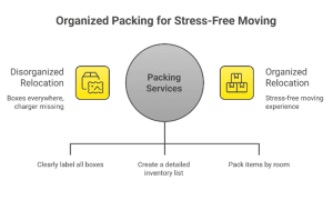 electronics packed securely during moving process
