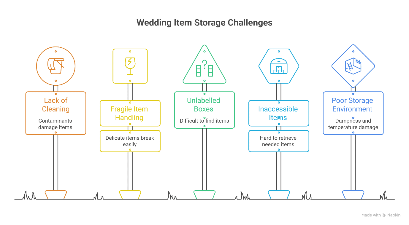 Sorted wedding storage system – keep, store, distribute, donate